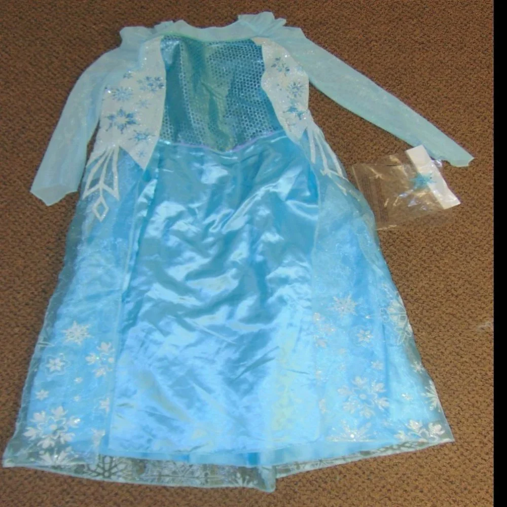 Princess Elsa Halloween Costume 7/8 Dress, Ring, Wand Disney Frozen Girls